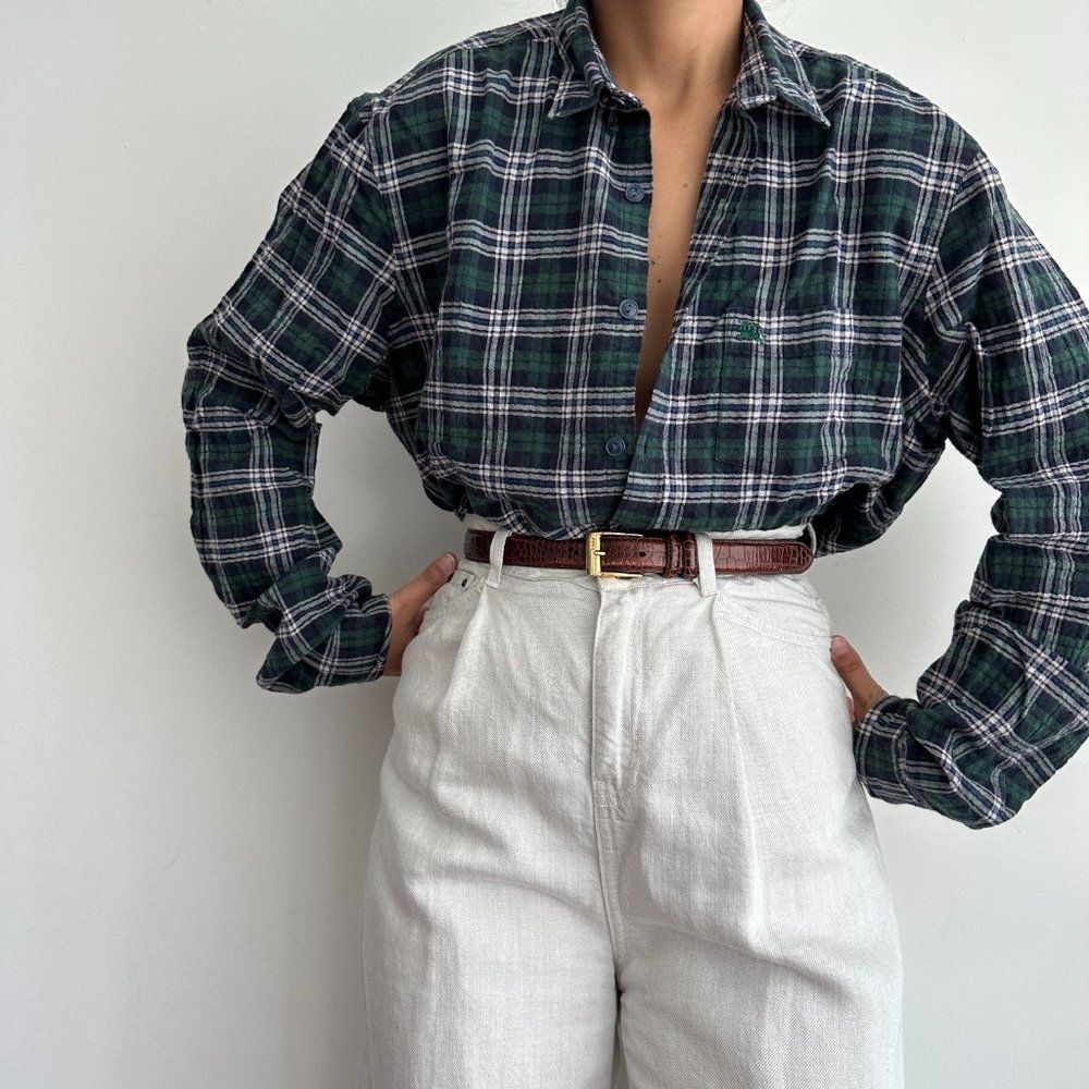Burberry Brit plaid flannel button down shirt